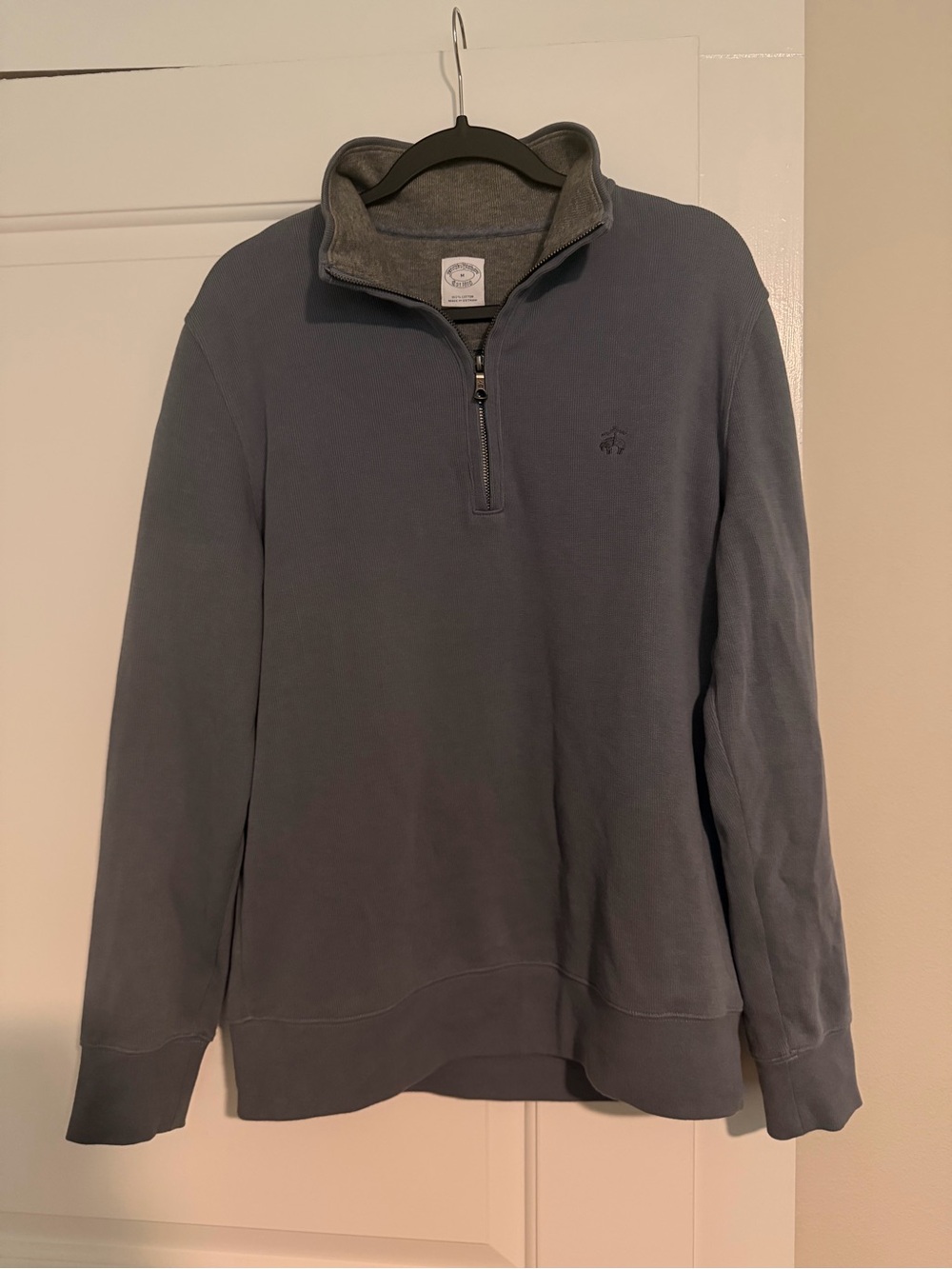 Brooks Brothers Men’s Fleece Quarter Zip, Size Medium Navy Blue